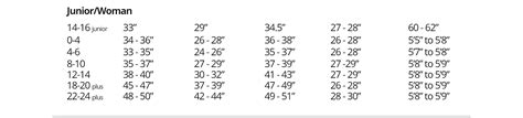 kmart jeans size chart.